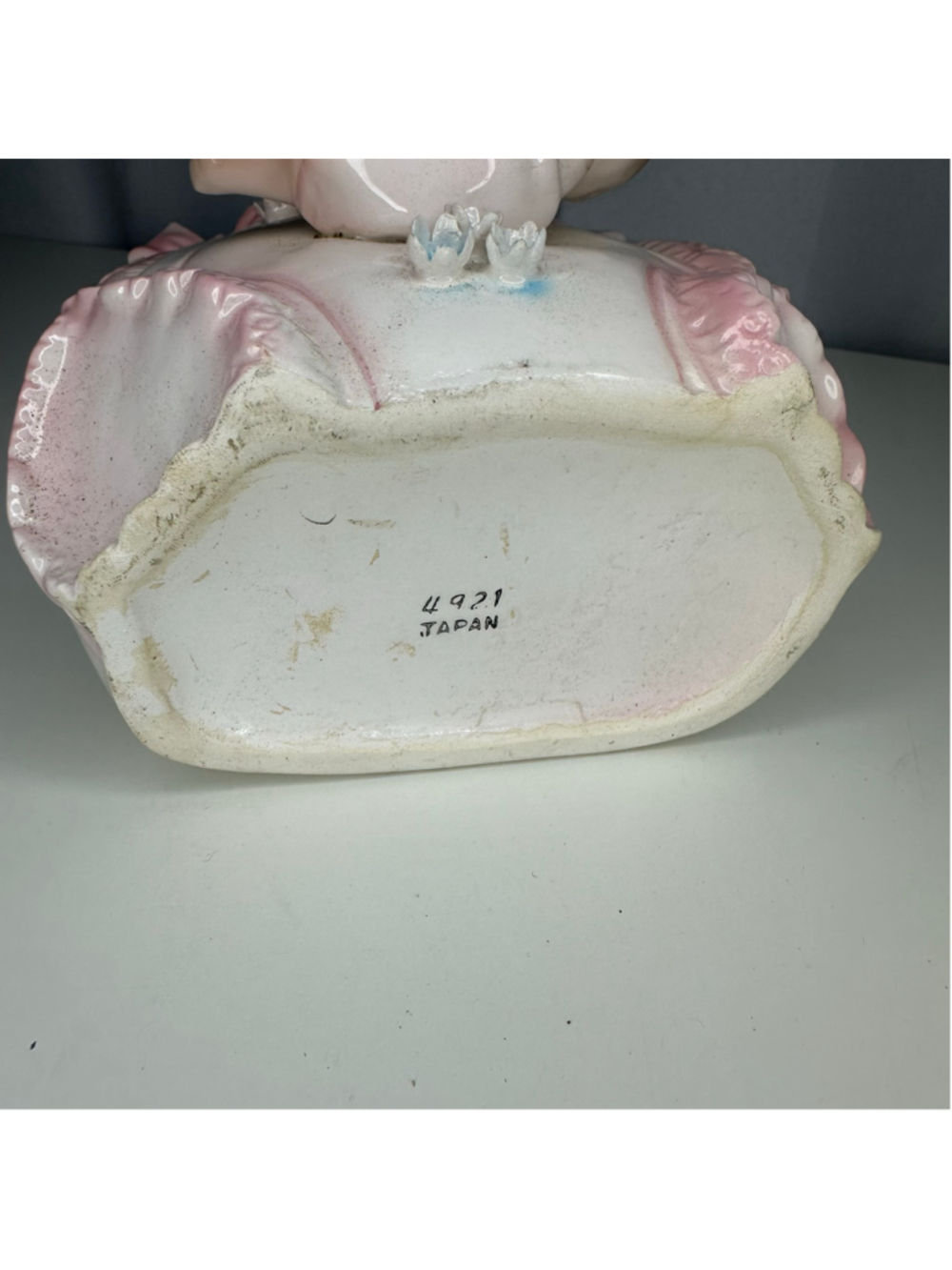 Vintage Ceramic Pink Baby Diaper Sling Wall Pocket Planter Rubens Japan 4921 - Picture 6 of 8